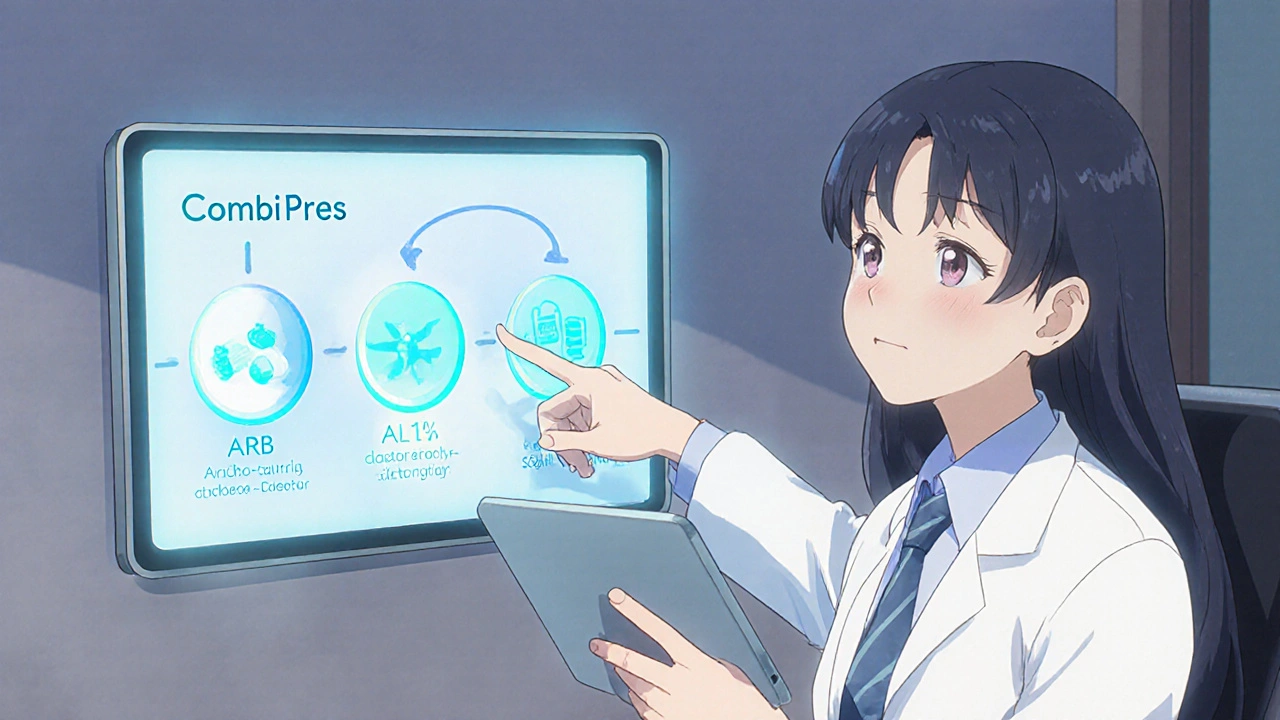 Doctor and patient in consultation, viewing glowing medication options on a tablet, symbolizing better treatment choices.