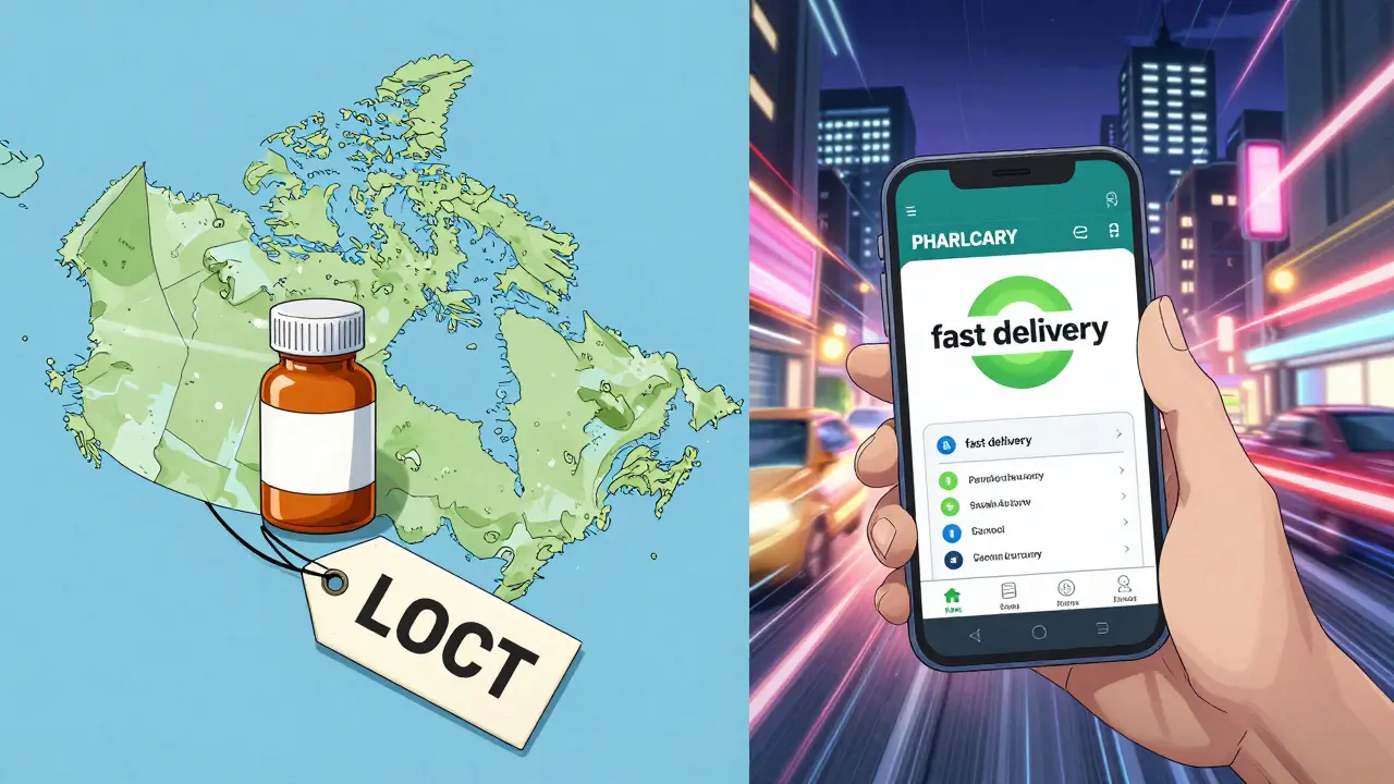 Comparison between a Canadian pharmacy and a US digital pharmacy in Science SARU anime style
