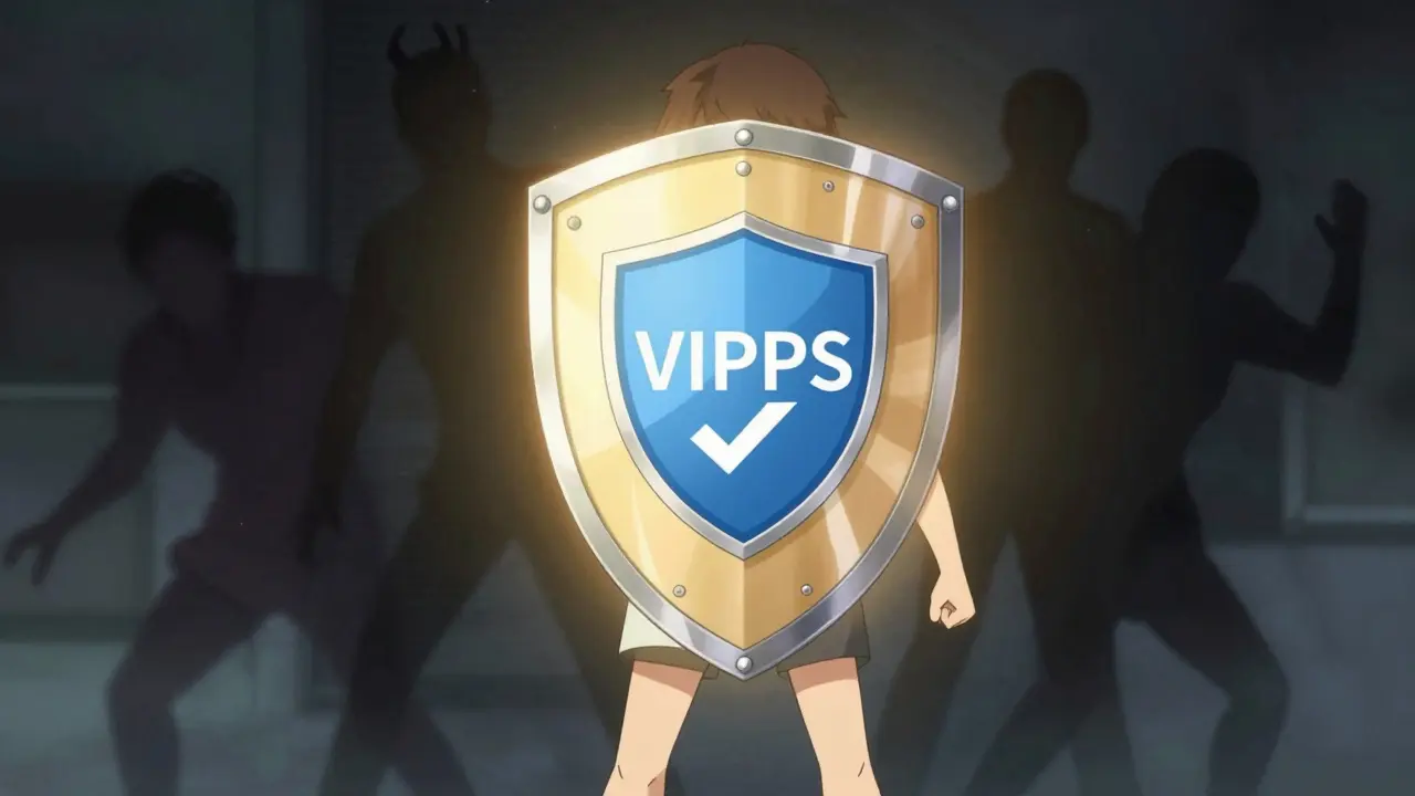 Character protected by a safety shield against dark illegal sellers