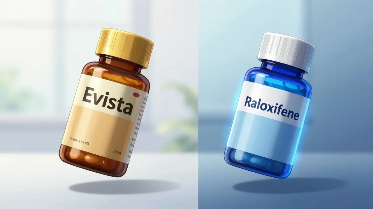 Comparison of brand name Evista and generic raloxifene pills