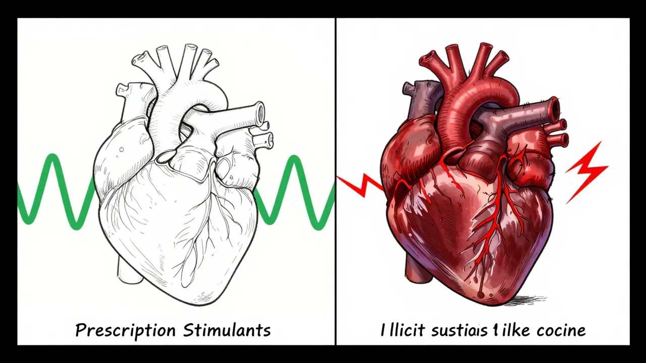 Split screen comparing safe vs dangerous heart effects