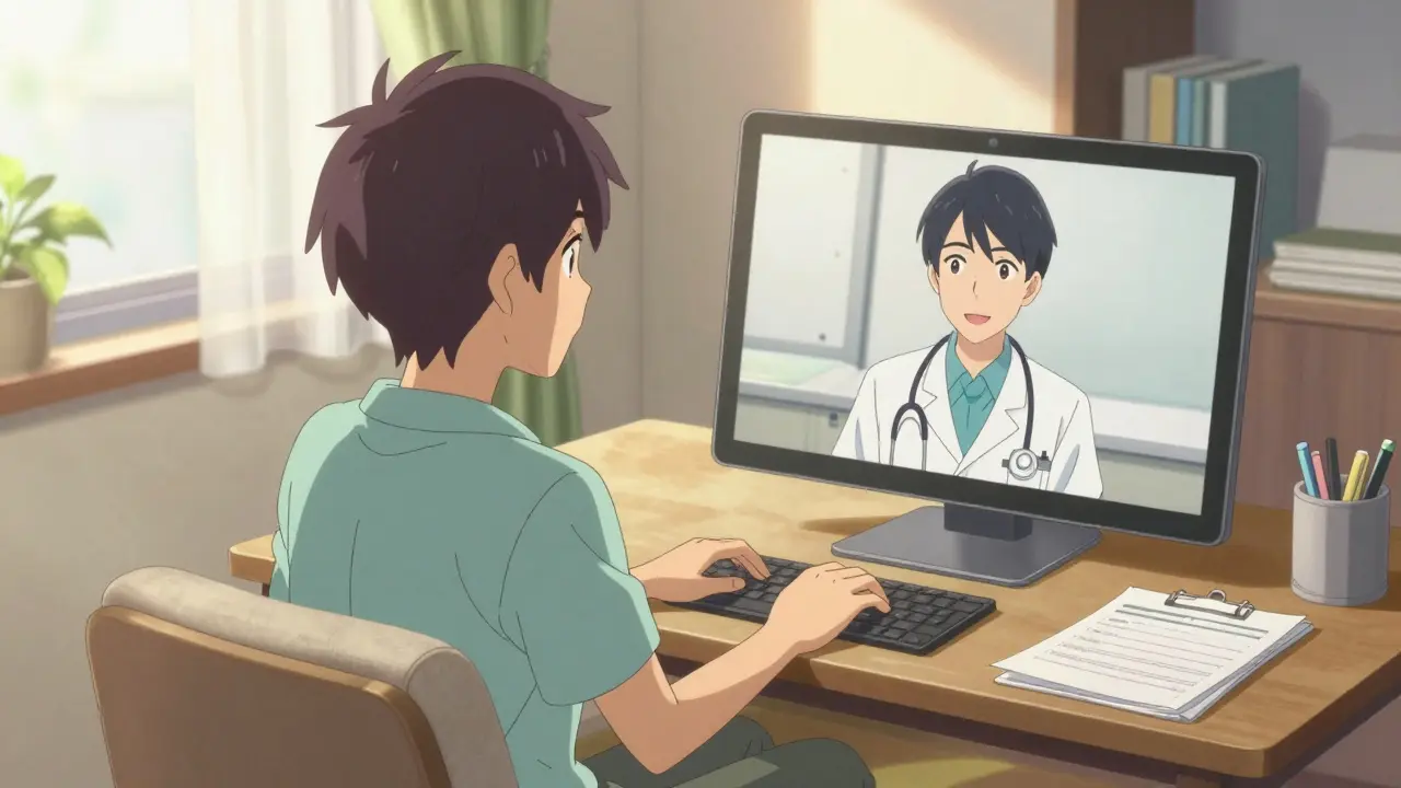 Patient having a video consultation with a doctor online